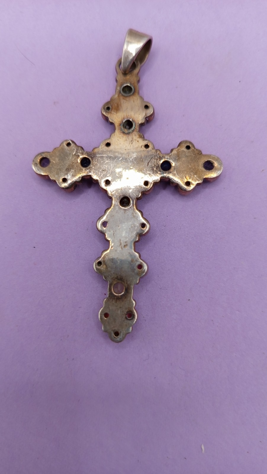 NO TARIFFS Sterling Silver 925 Multi Gemstone Peridot Opal Cross Pendant Vintage