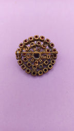 NO TARIFF Antique Bohemian Garnet Brooch Vintage 1 4/8"