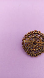 NO TARIFF Antique Bohemian Garnet Brooch Vintage 1 4/8"