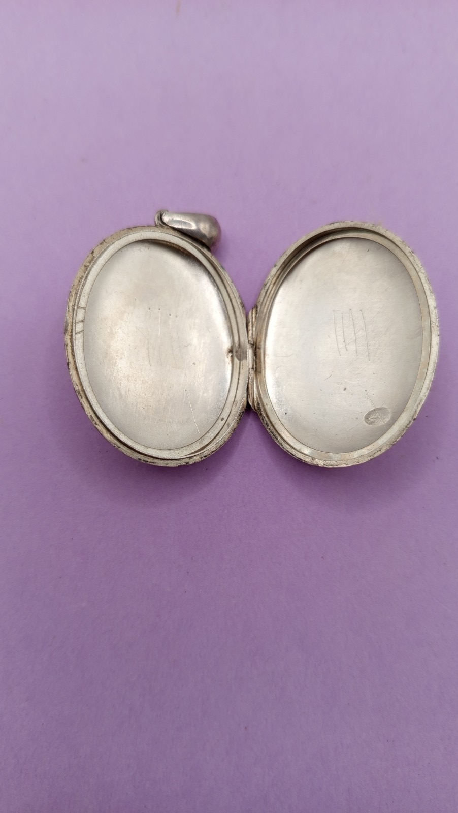 NO TARIFFS Victorian Silver Engraved Oval Locket Pendant Vintage