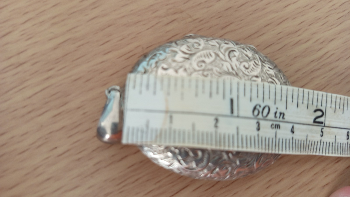 NO TARIFFS Victorian Silver Engraved Oval Locket Pendant Vintage