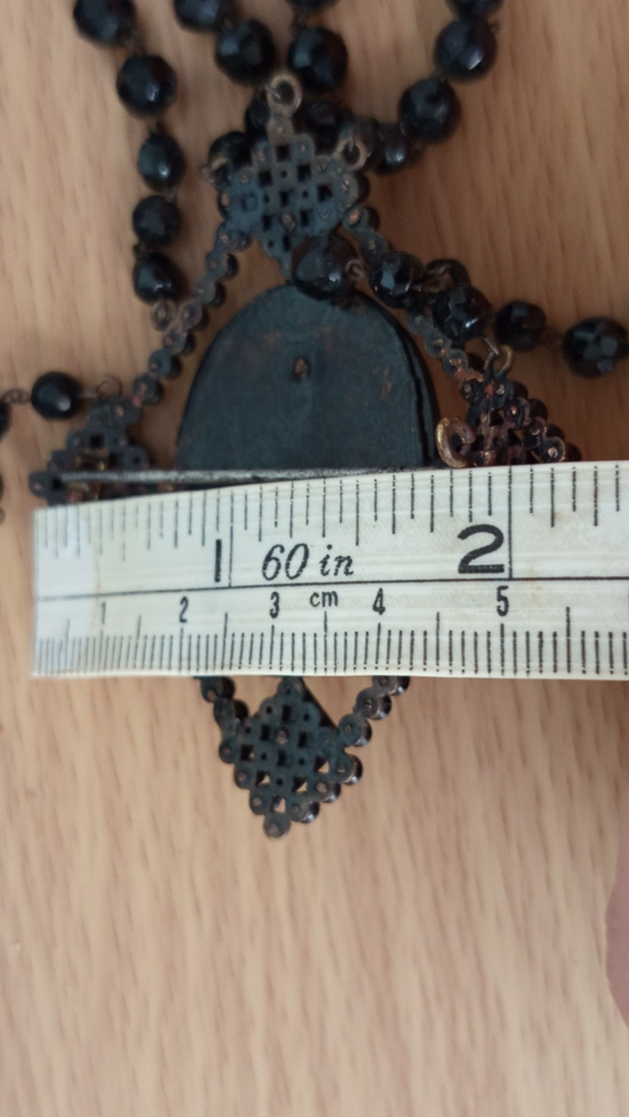 NO TARIFFS Antique Jet Mourning Cameo Brooch Dangling Beads Victorian