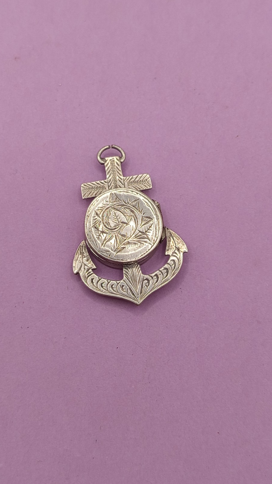 NO TARIFFS Vintage Engraved Anchor Hope Locket Pendant