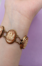 NO TARIFFS Antique Gilt Silver Cameo Bracelet Three Graces US 6.25"
