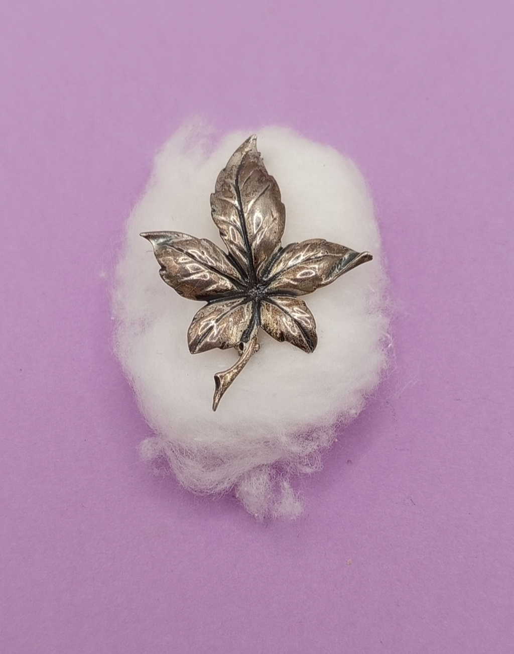 Vintage Silver Brooch Leaf Sweden Modernist MCM Mid Century Scandinavia