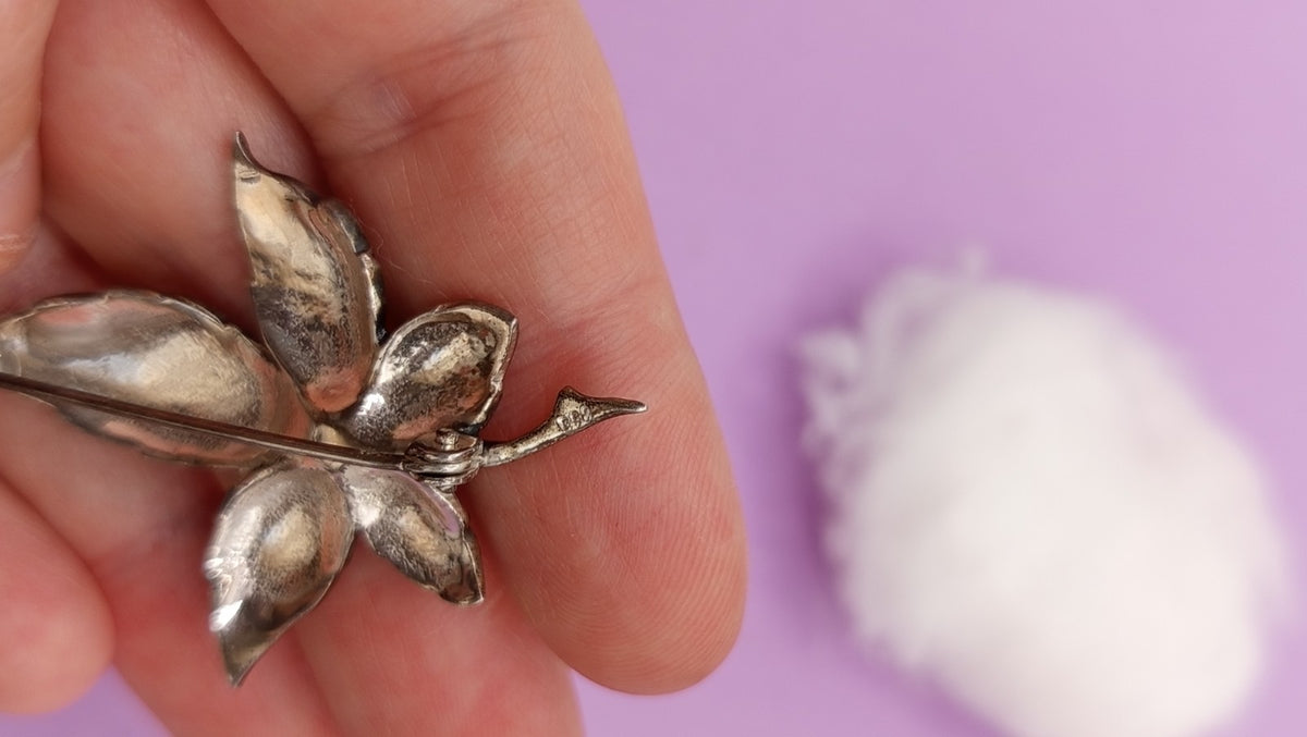 Vintage Silver Brooch Leaf Sweden Modernist MCM Mid Century Scandinavia