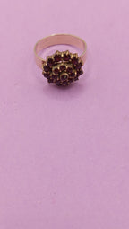 NO TARIFF Antique Bohemian Garnet Silver Ring Vintage Small 1 6/8"