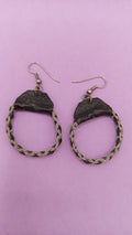 NO TARIFF Vintage Sami Hoop Earrings Handmade Scandinavia Norway Pewter Leather