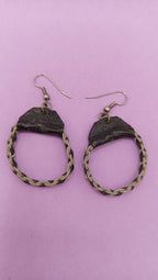 NO TARIFF Vintage Sami Hoop Earrings Handmade Scandinavia Norway Pewter Leather