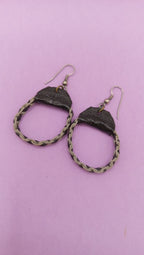 NO TARIFF Vintage Sami Hoop Earrings Handmade Scandinavia Norway Pewter Leather