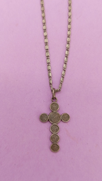 Vintage Silver Cross Religious French Necklace 10"