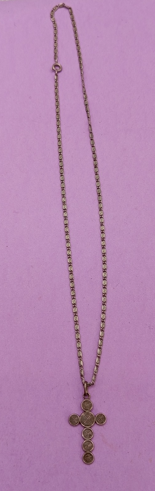 Vintage Silver Cross Religious French Necklace 10"