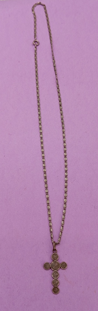 Vintage Silver Cross Religious French Necklace 10"