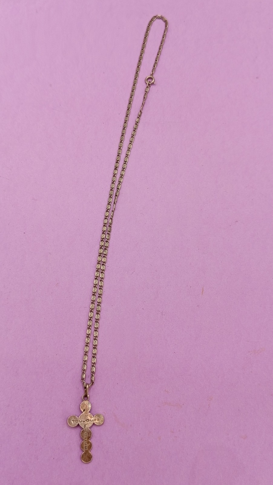 Vintage Silver Cross Religious French Necklace 10"