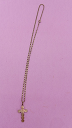 Vintage Silver Cross Religious French Necklace 10"