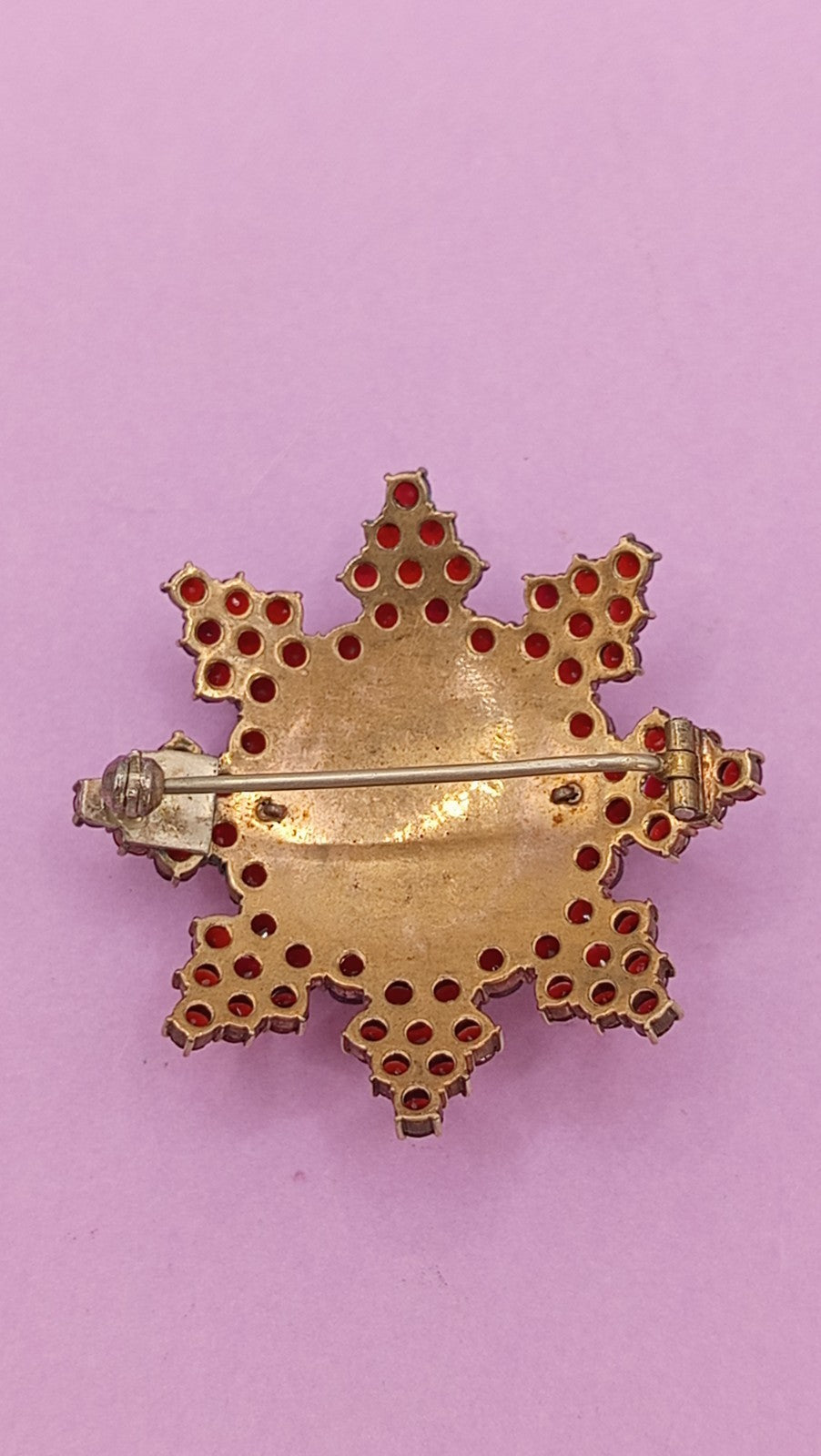 NO TARIFFS Antique Bohemian Garnet Star Brooch Victorian 1.5"