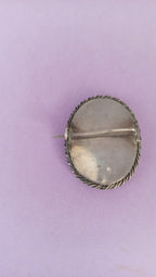 NO TARIFFS Antique Silver Mourning Sepia Brooch Willow 1894 Victorian