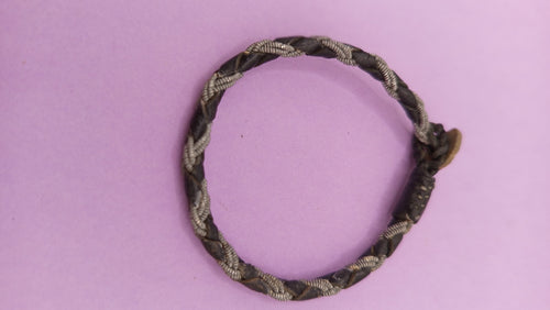 NO TARIFF Vintage Sami Bracelet Handmade Scandinavia Norway Pewter Leather 5.5"